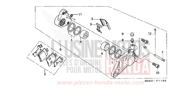 VORDERRAD-BREMSSATTEL von CB1300 Super Bold'or ABS MAGNA RED (R201) von 1999